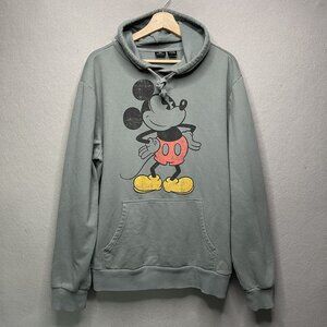 Disney Mickey Mouse Graphic Hoodie Sweatshirt Green L